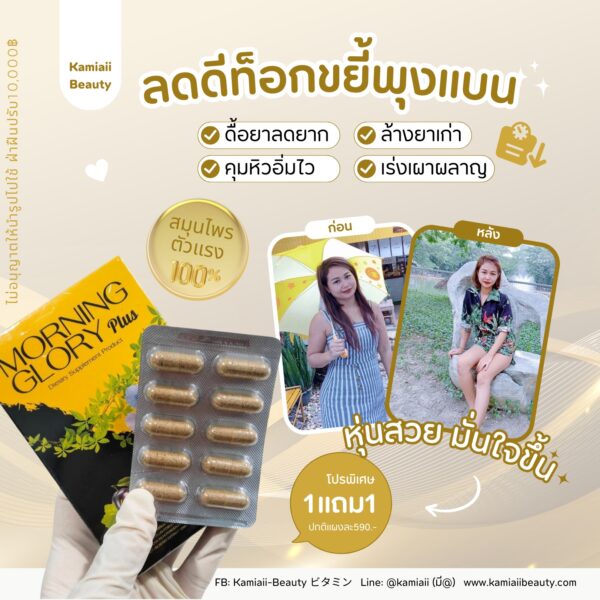 💛โปร1แถม1 ลดแรงอย.ไทย ลดบวมดีท็อกเร่งเผาผลาญ+คุมหิวสำหรับสายดื้อ Morning glory สารสกัดธรรมชาติ ขยี้พุง ลดส่วนเกินด่วน - Image 3