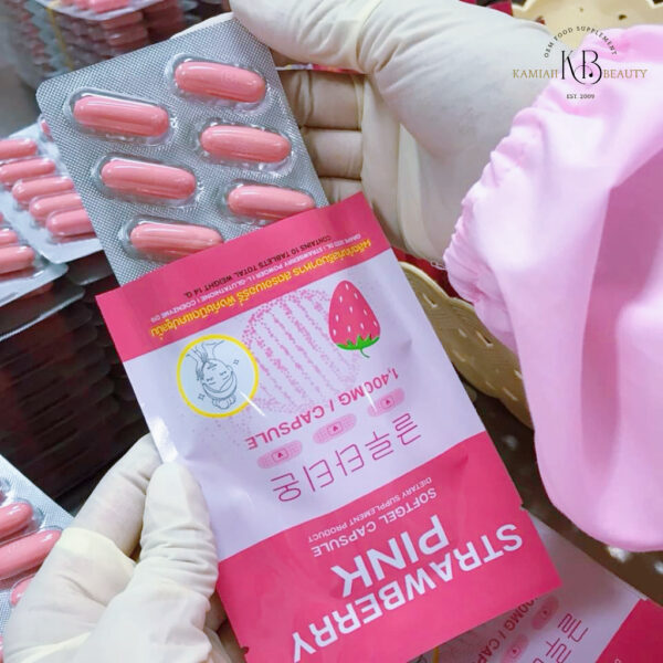 💗โปร1แถม1 กลูต้าสตอเบอร์รี่ขาวเทพ1,400mg. นำเข้าเกาหลี ผิวขาวอมชมพูเลือดฝาด หน้าใส ผิวเนียนสวย ลดสิว รอยดำ ปรับผิวอิ่มฟู - Image 13