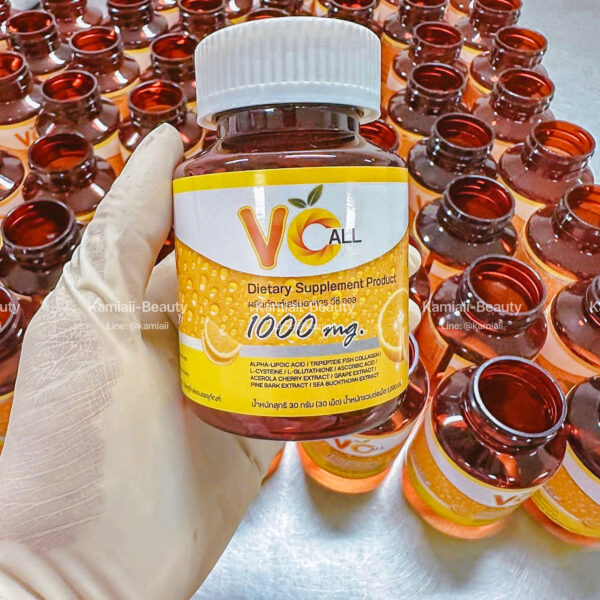 วิตามินเร่งขาวผสมกลูต้า ขาวไวไร้สิวฝ้ากระหน้าเนียน1,000mg. อย.ไทย VC ALL - Image 3