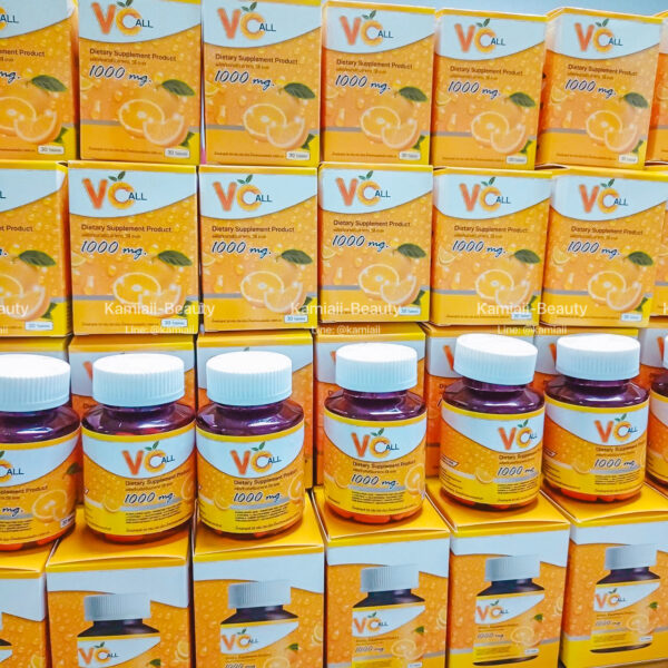 วิตามินเร่งขาวผสมกลูต้า ขาวไวไร้สิวฝ้ากระหน้าเนียน1,000mg. อย.ไทย VC ALL - Image 2