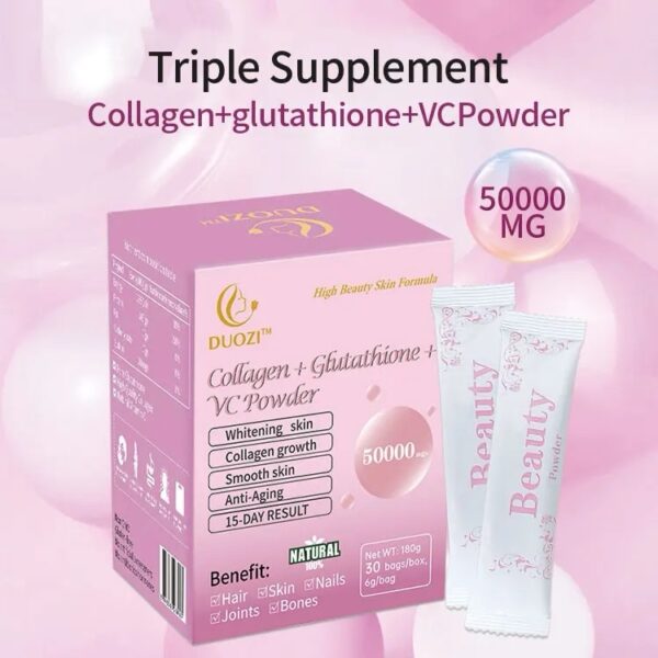 🇰🇷[พร้อมส่งในไทย] DUOZI ผงชงกลูต้าคอลลาเจนอาหารผิวเกาหลีปริมาณสูง50,000mg. |1กล่อง30ซอง| ขาวด่วนลดฝ้ากระจุดดำบำรุงผมเล็บ - Image 2