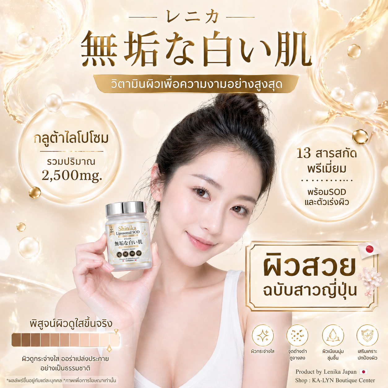 NEW🇯🇵レニカ กลูต้าไลโปโซมอล+SODซอฟเจลญี่ปุ่น 2,500mg Shinika พร้อมส่งในไทย🇹🇭 วิตามินผิวสวยใสเข้มข้น ลดผิวหมองคล้ำ กันแสงแดด - Image 5
